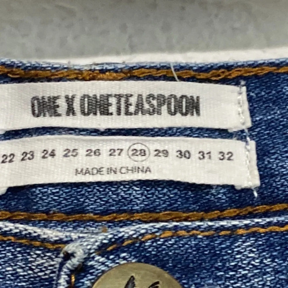 One Teaspoon Awesome Baggies Distressed Jeans Straight Leg Size 28 - Picture 5 of 12
